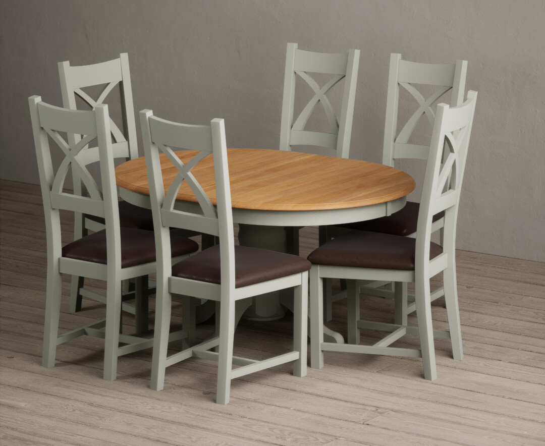 Colby 200cm Oval White Marble Dining Table with 6 Grey Sienna Chairs