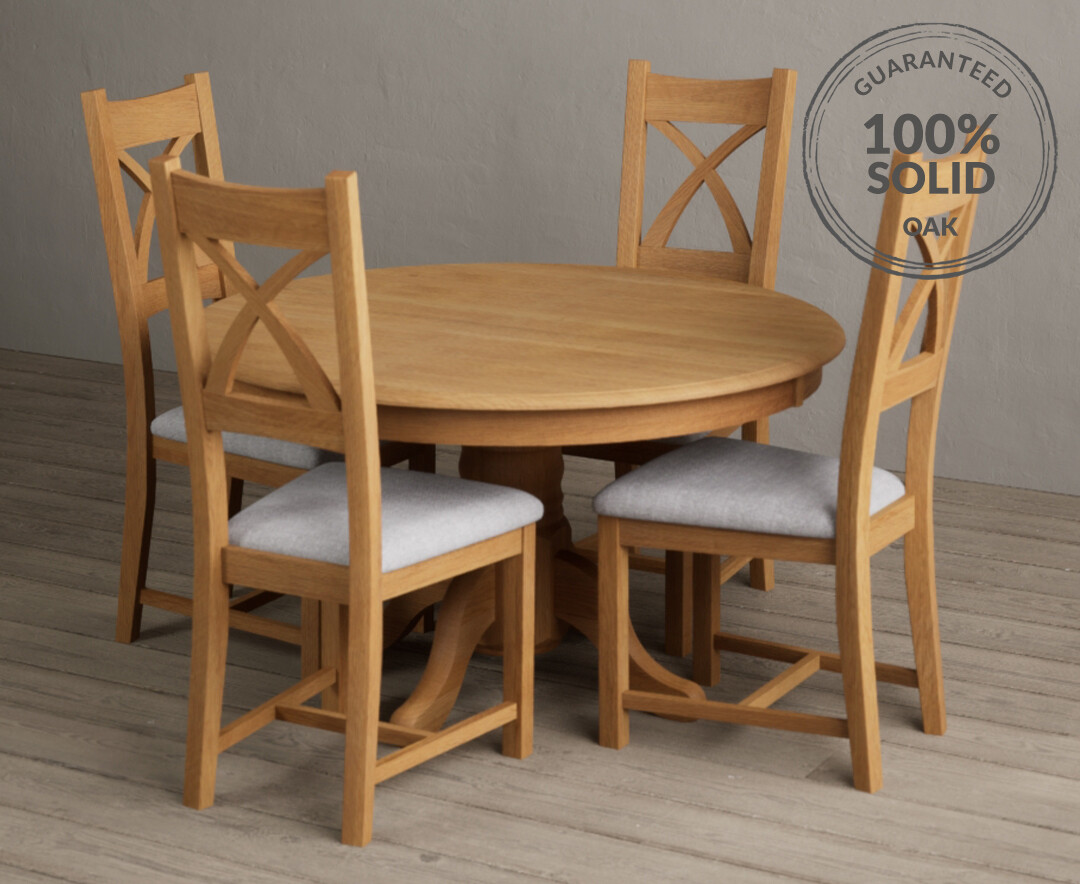 Extending Hertford 100cm - 130cm Oak and Soft White Painted Pedestal Dining Table