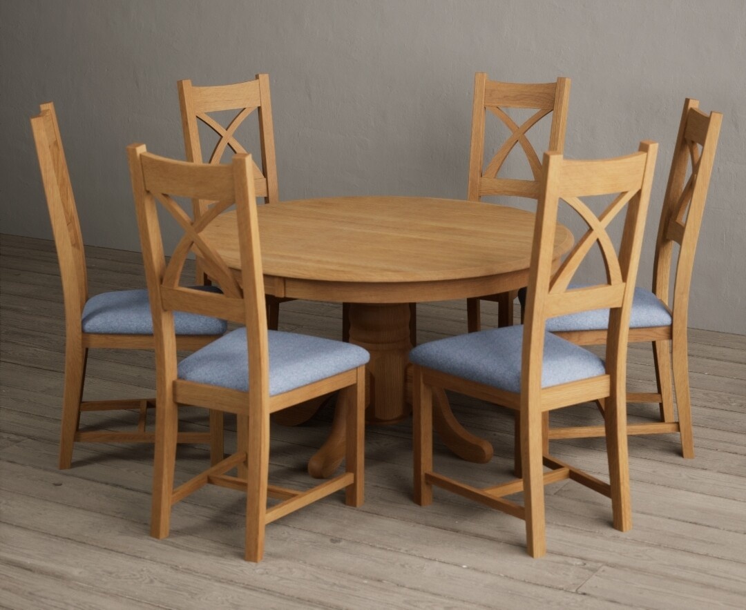 York 150cm Solid Oak Dining Table with 4 Light Grey York Chairs and 2 Oak Benches