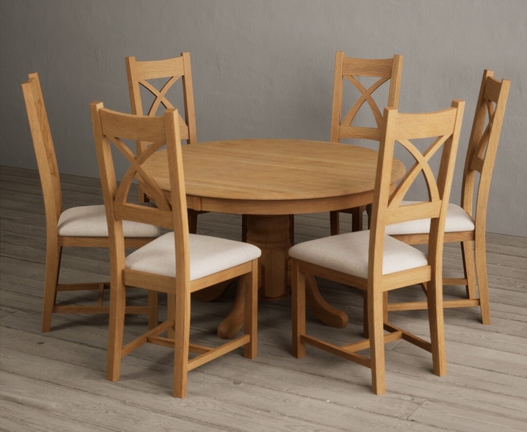 York 150cm Solid Oak Dining Table with 4 Light Grey York Chairs and 2 Oak Benches