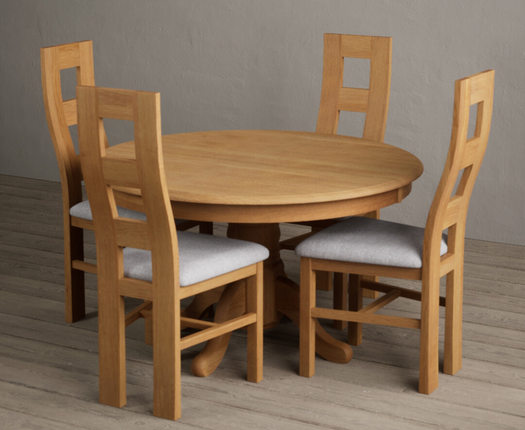 Hertford 120cm Fixed Top Solid Oak Dining Table with 6 Oak Natural Chairs