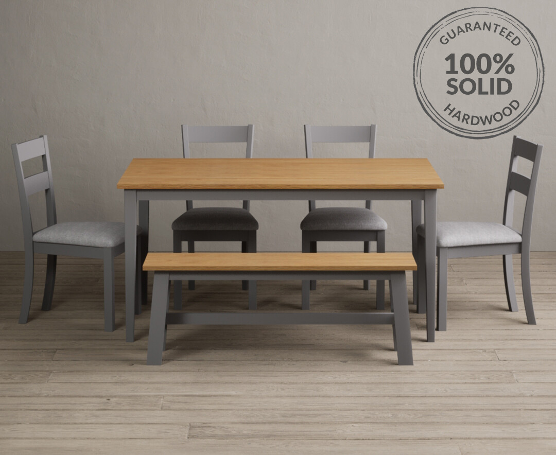Kendal 150cm Solid Oak and Light Grey Painted Dining Table with