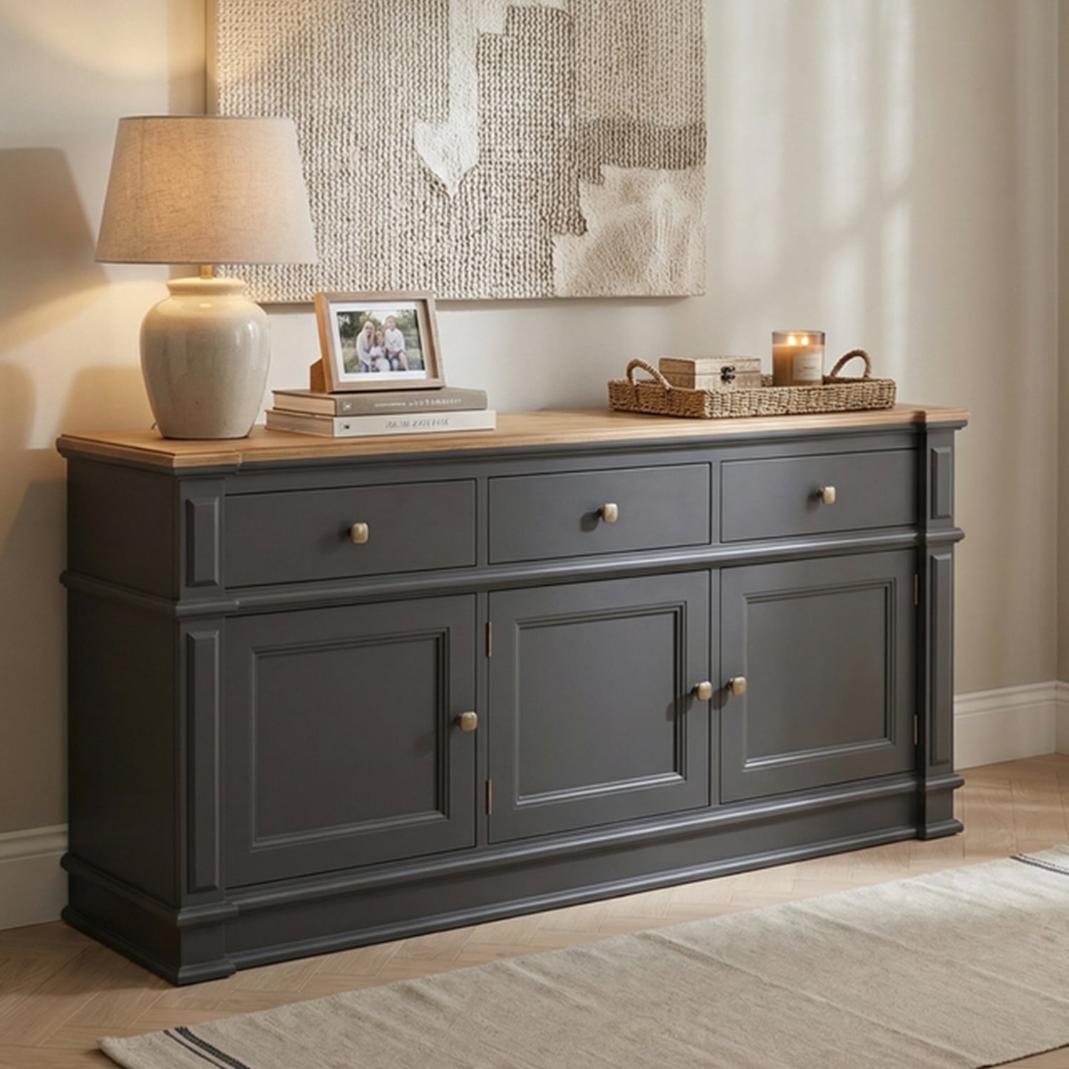 Lawson Oak and Charcoal Grey Painted Extra Large Sideboard