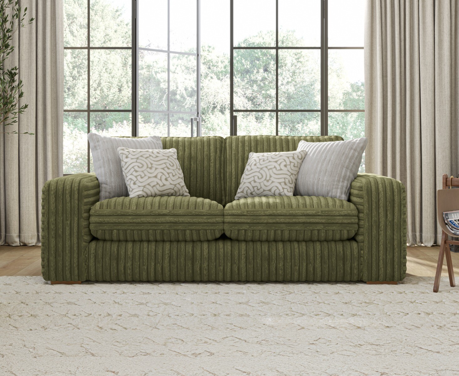 Milan Fern Green Fabric 2 Seater Sofa