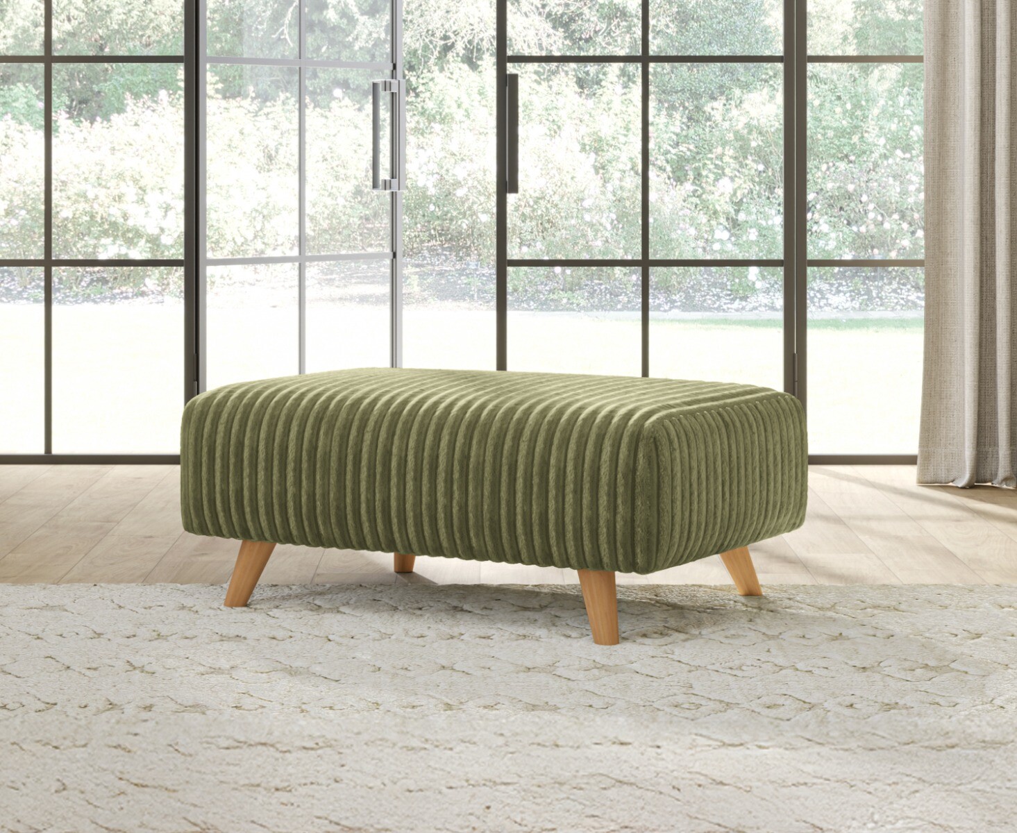 Milan Fern Green Fabric Footstool