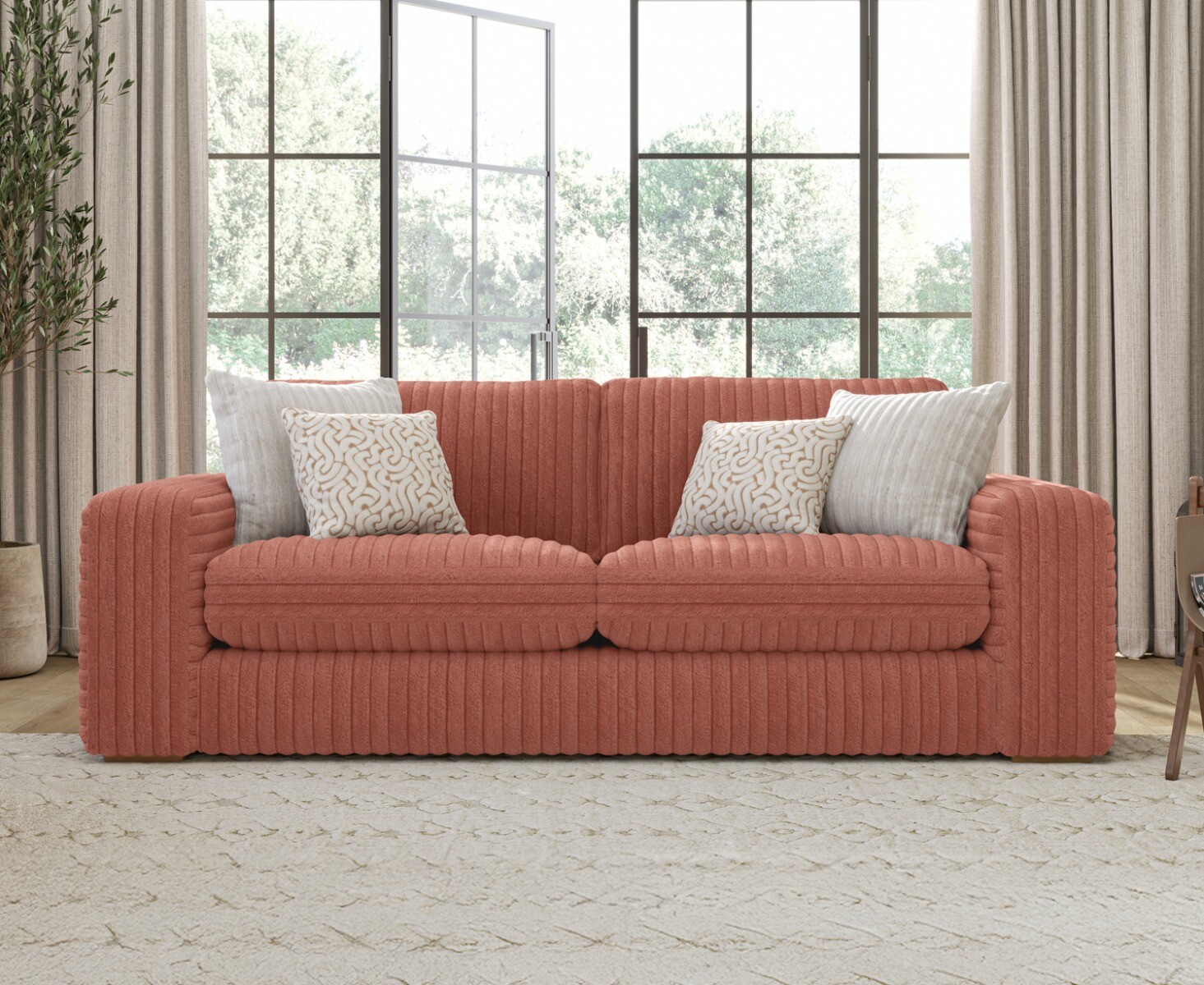 Milan Russet Fabric 3 Seater Sofa