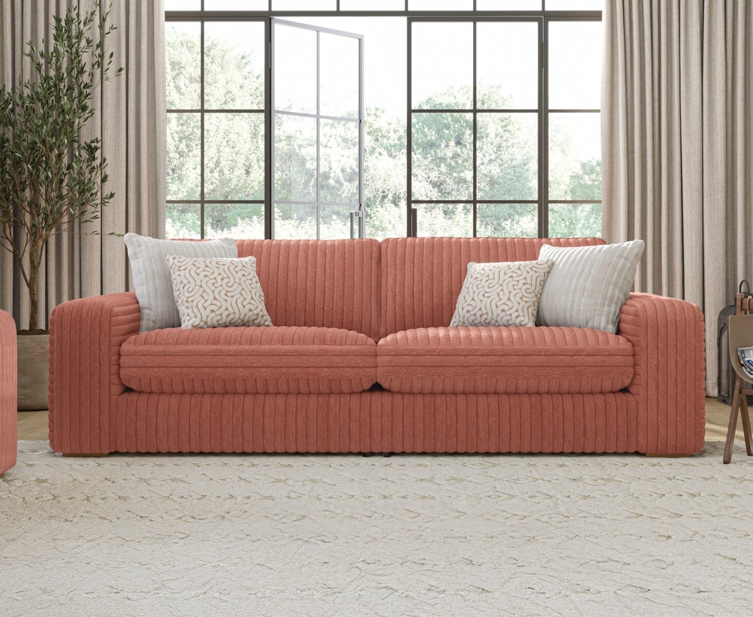 Milan Russet Fabric 4 Seater Sofa