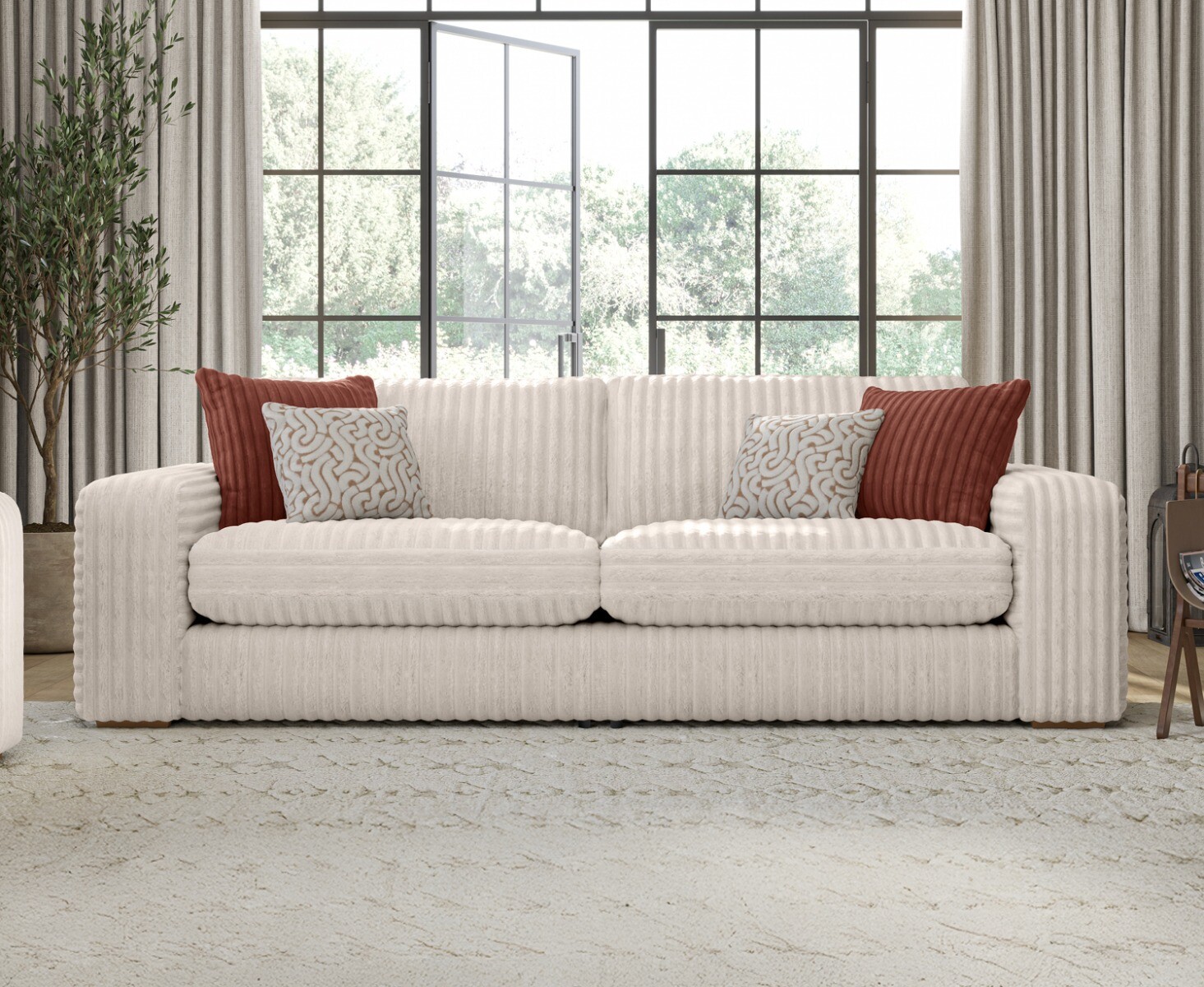 Milan Natural Fabric 4 Seater Sofa