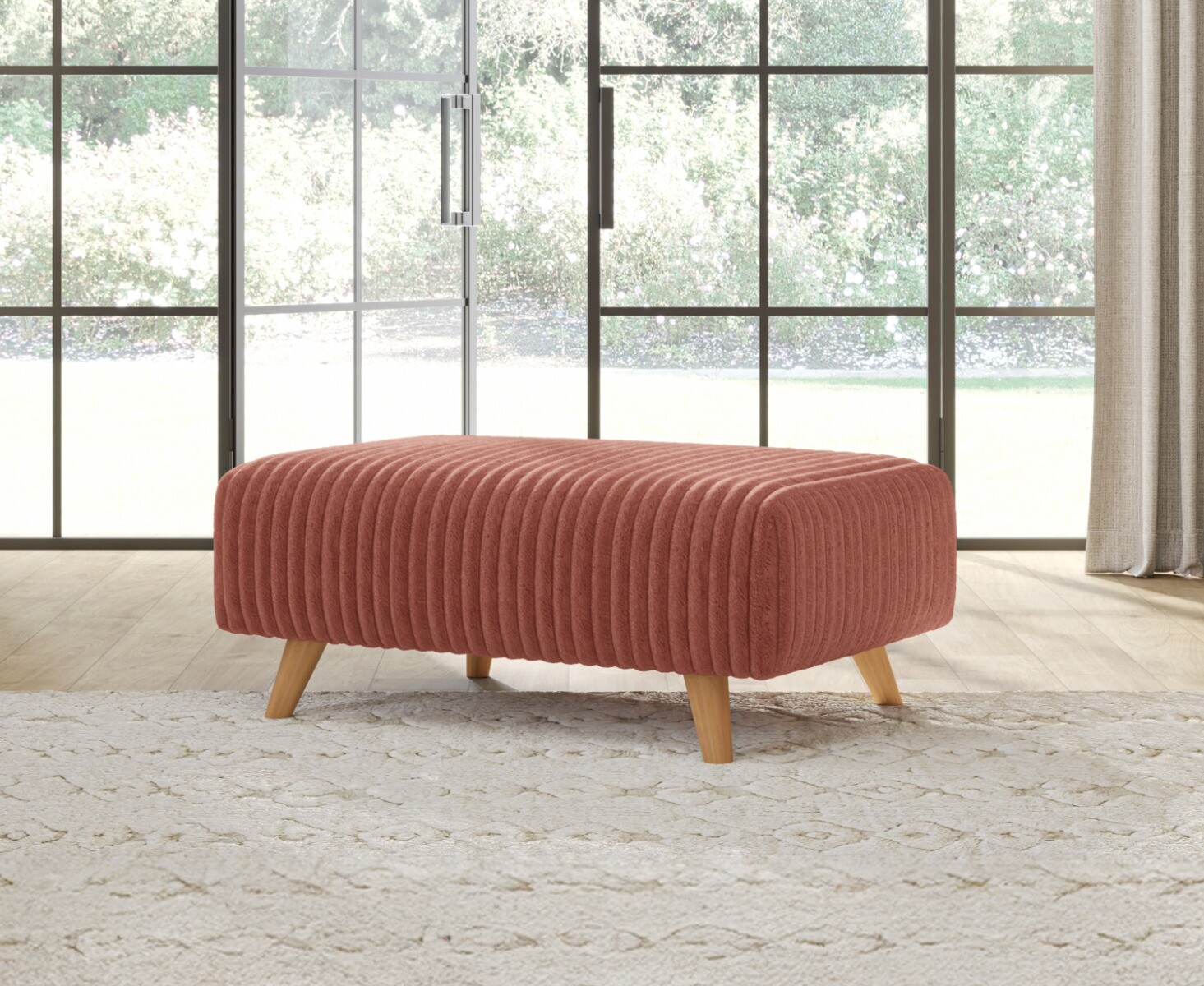 Milan Russet Fabric Footstool