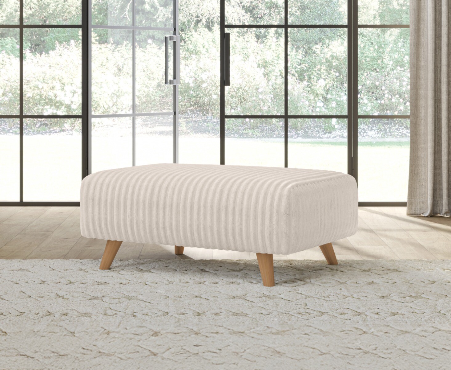 Milan Natural Fabric Footstool