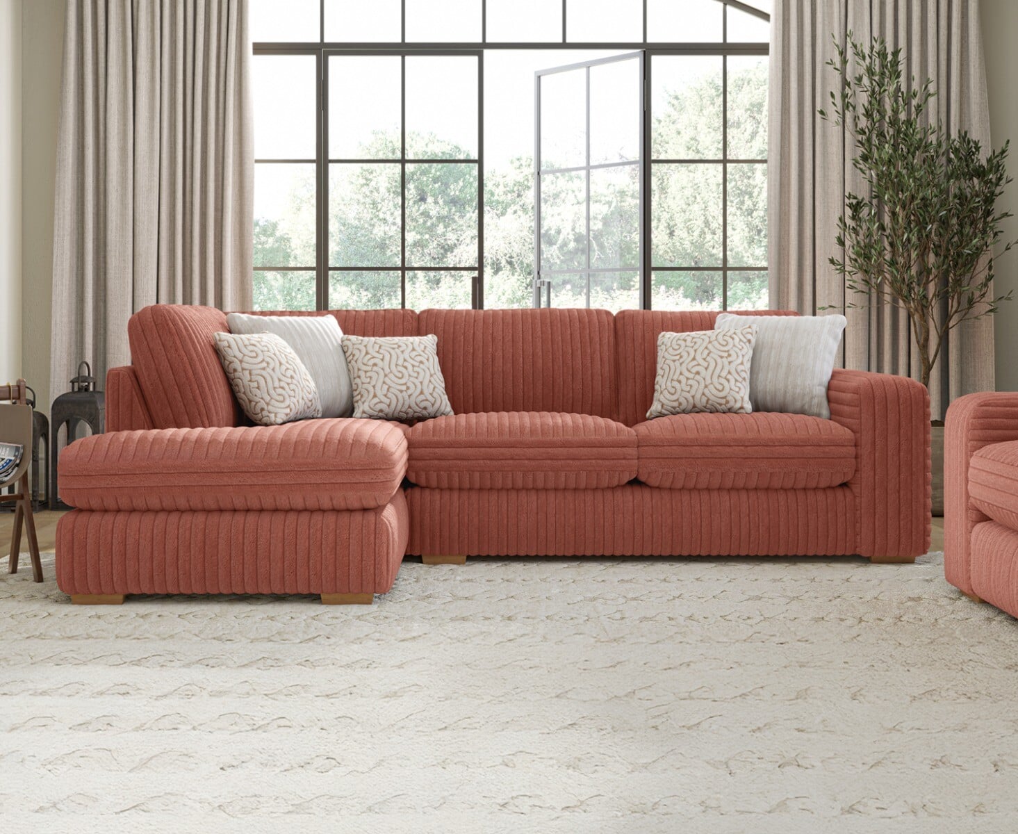 Click to view product details and reviews for Milan Russet Fabric Left Hand Facing Chaise Sofa.