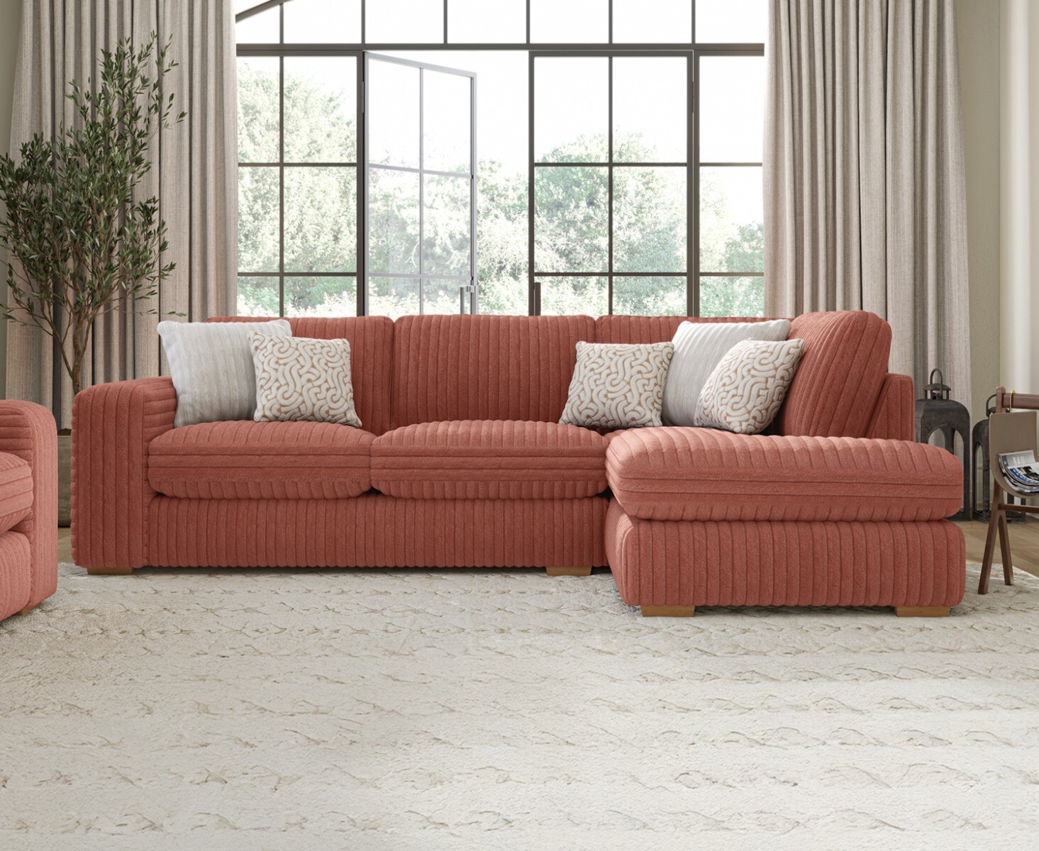 Click to view product details and reviews for Milan Russet Fabric Right Hand Facing Chaise Sofa.