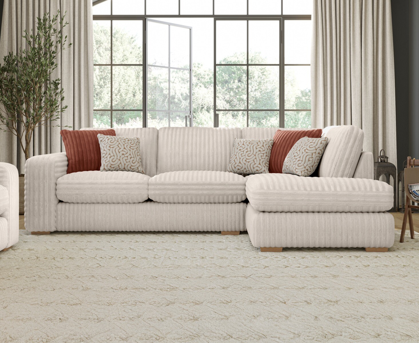 Click to view product details and reviews for Milan Natural Fabric Right Hand Facing Chaise Sofa.