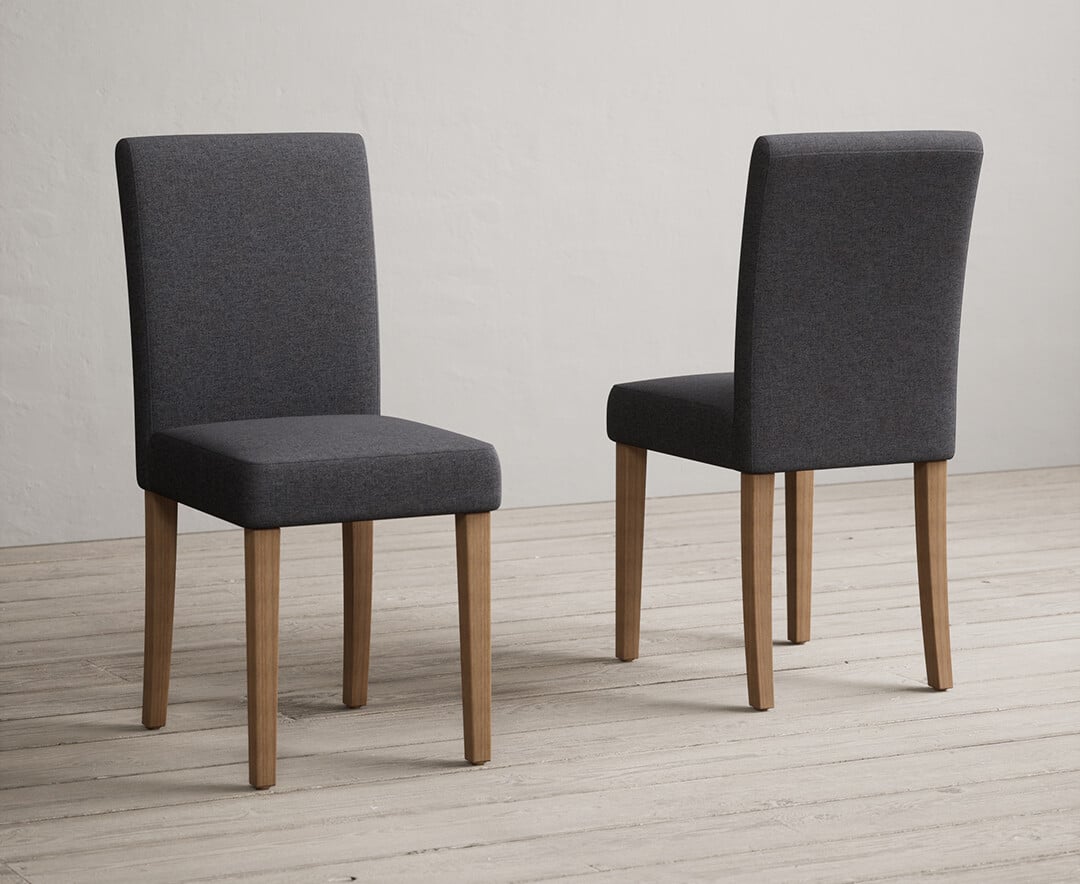 York 120cm Solid Oak Dining Table with 6 Charcoal Lila Chairs