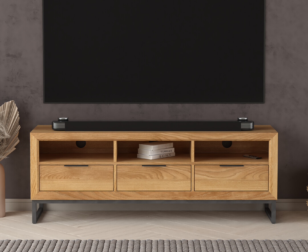 Loft Solid Oak Widescreen Tv Cabinet