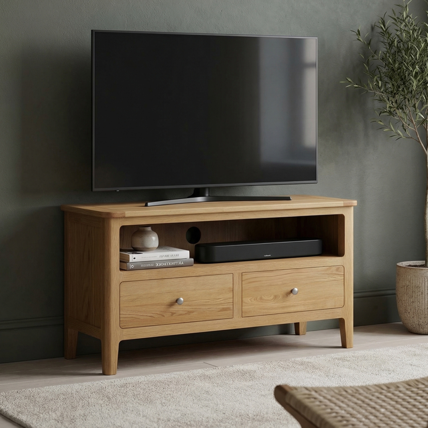 Small Solid Oak TV Cabinet & Media Unit