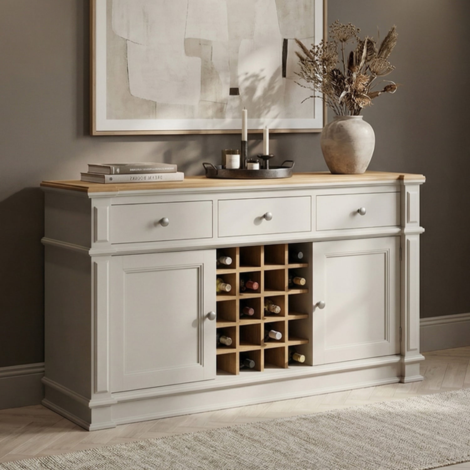 Lawson Oak and Soft White Painted Large Sideboard