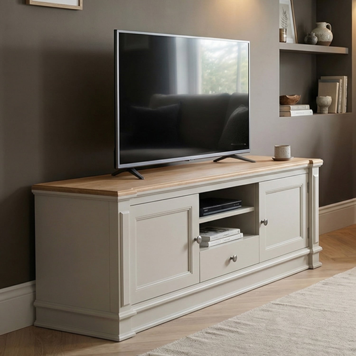Lawson Oak and Soft White Painted Super Wide TV Cabinet