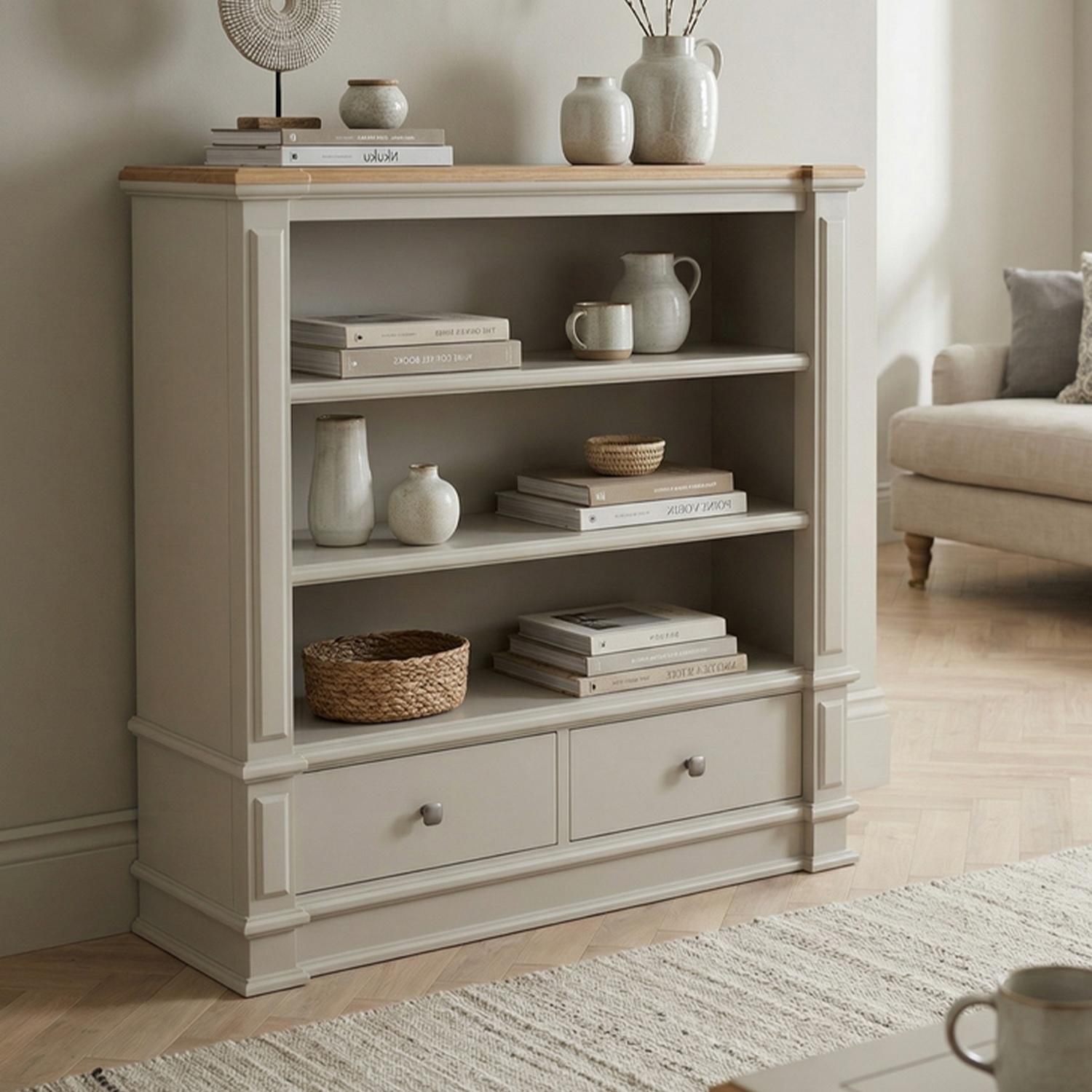 Lawson Oak and Soft White Painted Small Bookcase