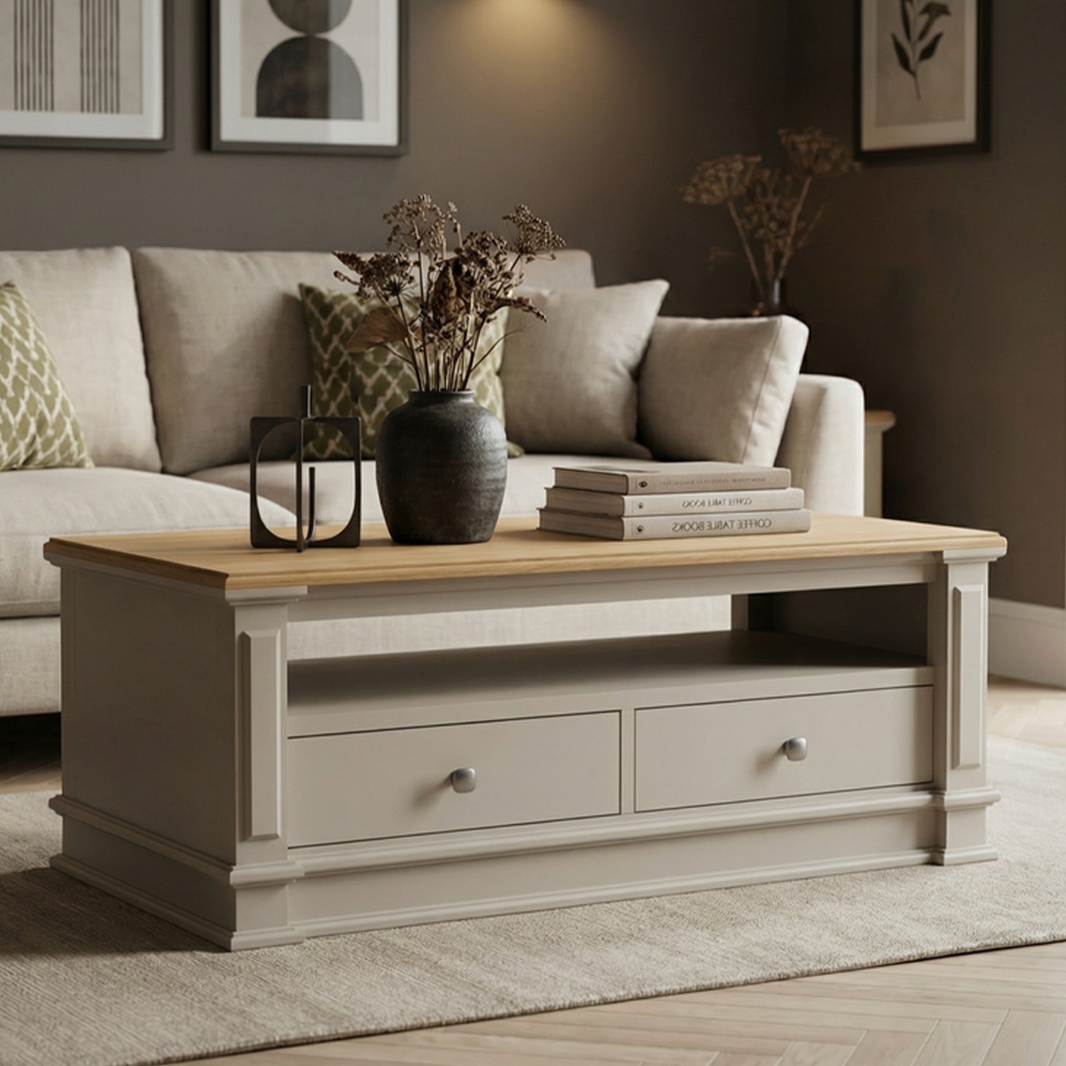 Lawson Oak and Soft White Painted Coffee Table