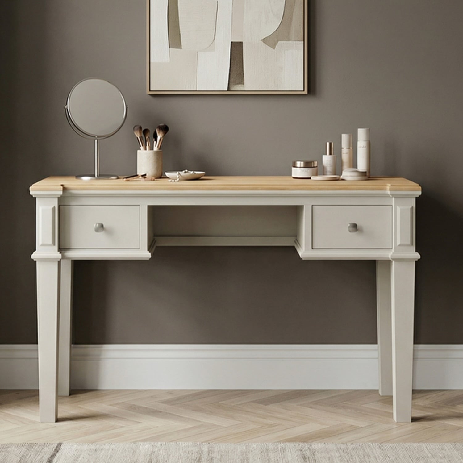 Lawson Oak and Soft White Painted Dressing Table