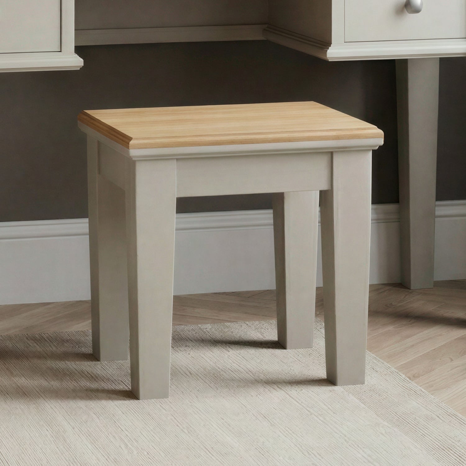 Lawson Oak and Soft White Painted Dressing Table Stool