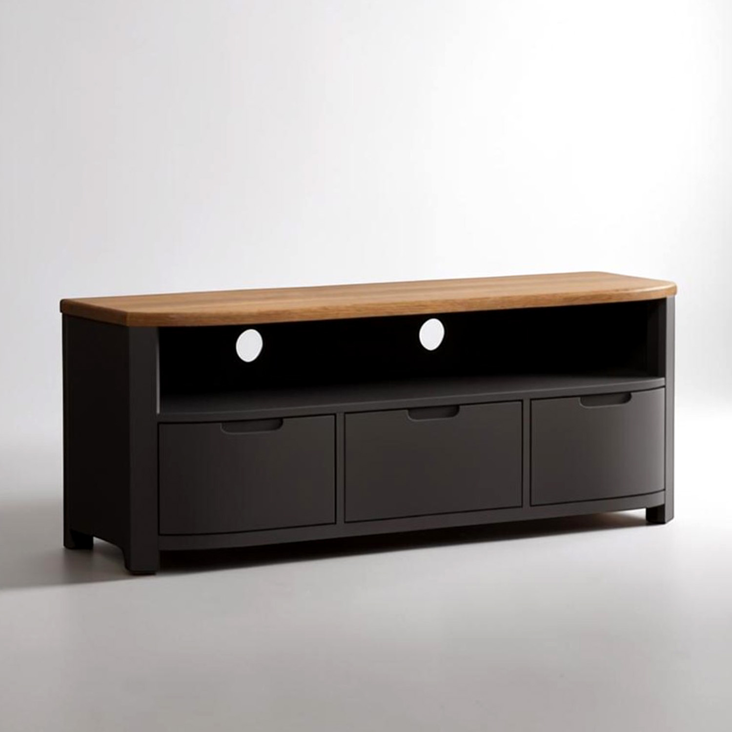 Bradwell Oak And Charcoal Painted Large Tv Unit