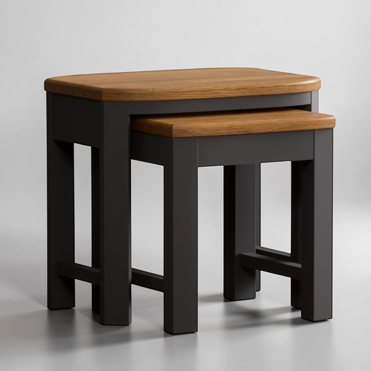 Bradwell Oak And Charcoal Painted Nest Of Tables