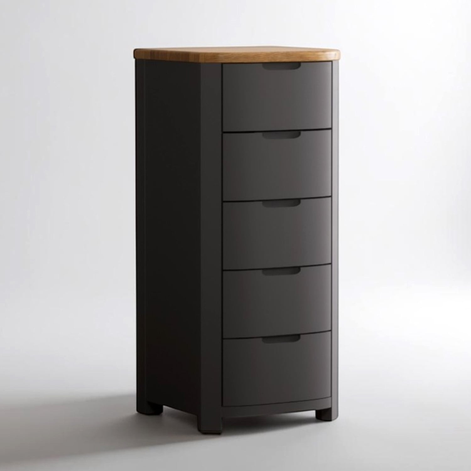 Bradwell Oak And Charcoal Painted 5 Drawer Tallboy
