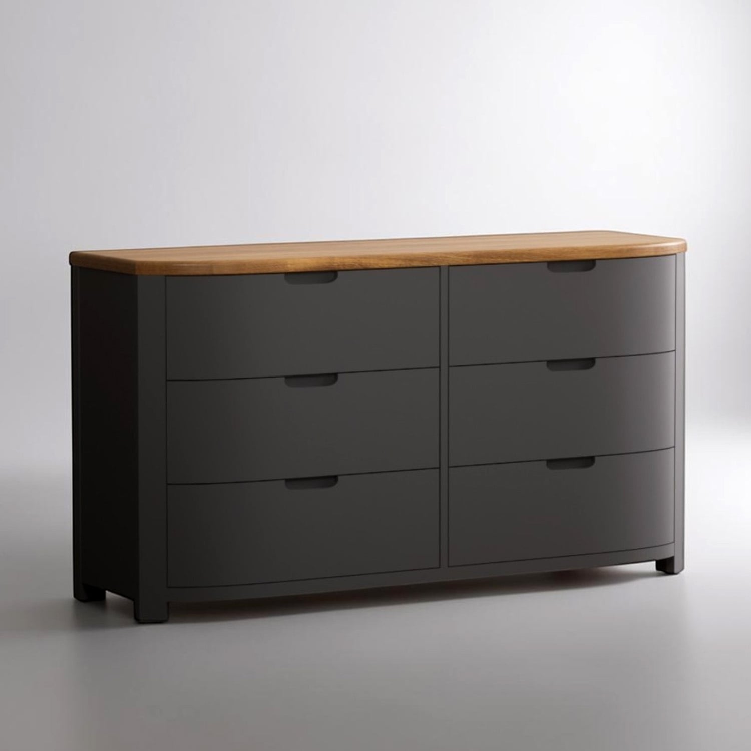 Bradwell Oak And Charcoal Painted Wide Chest Of Drawers