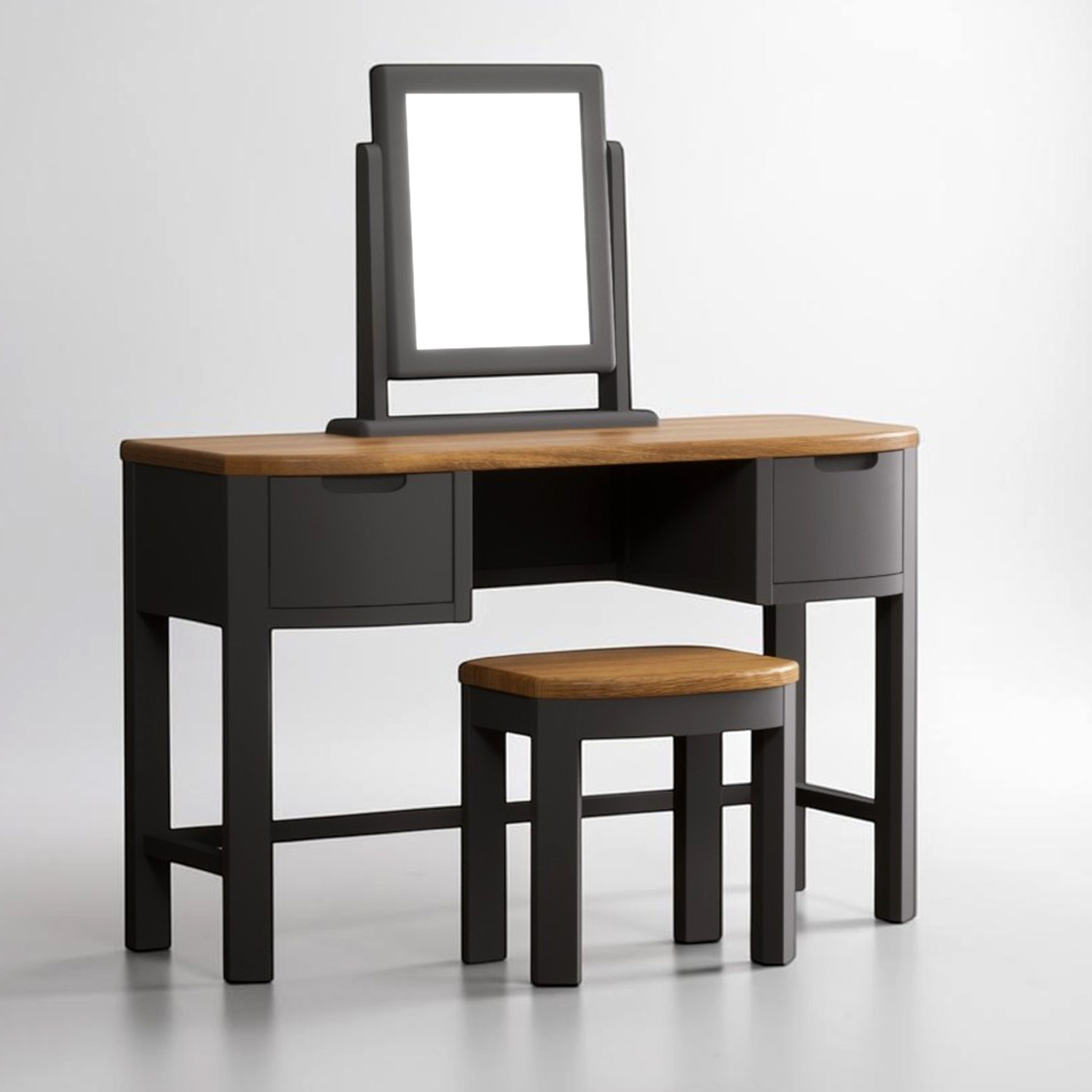 Bradwell Oak And Charcoal Painted Dressing Table Set