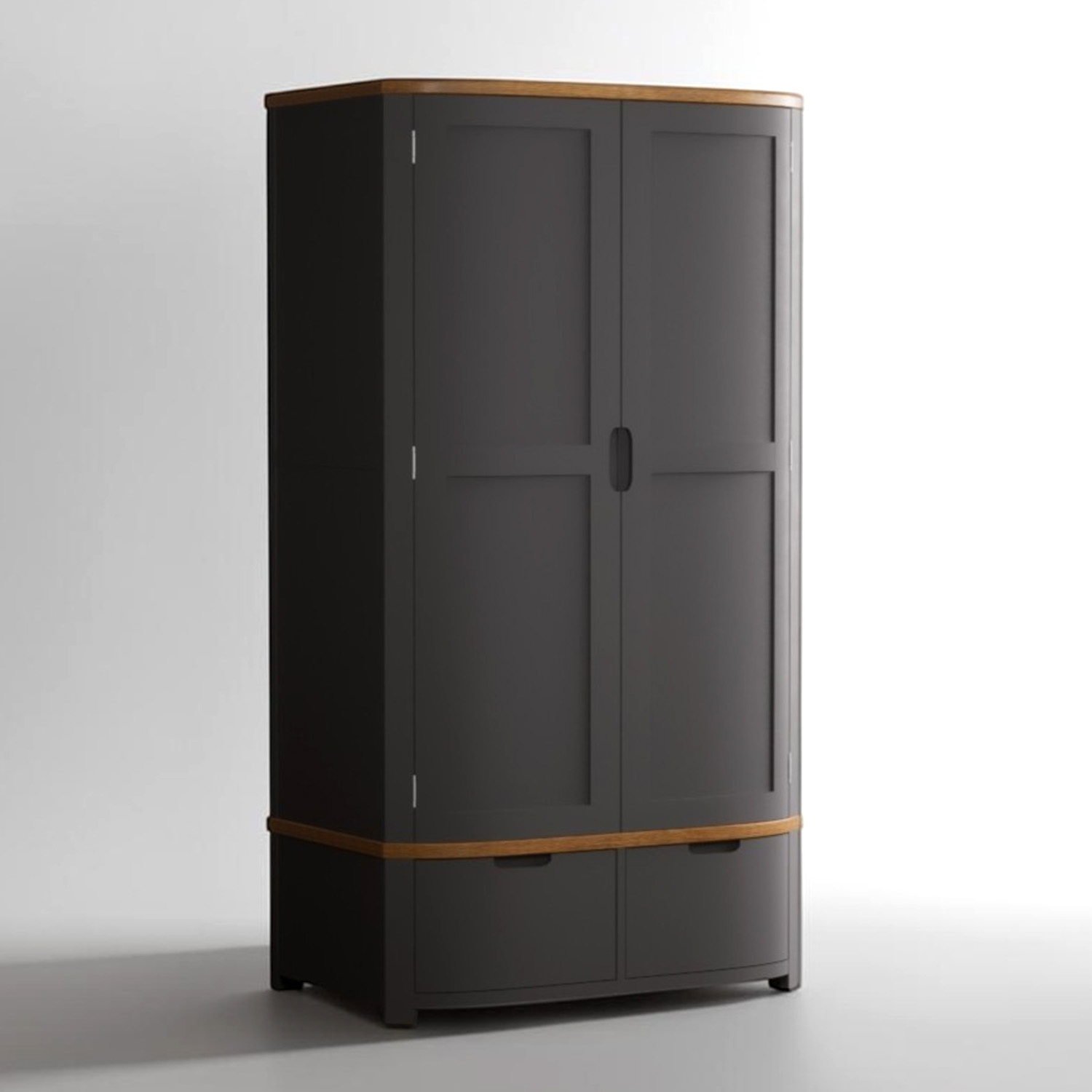 Bradwell Oak And Charcoal Painted Double Wardrobe