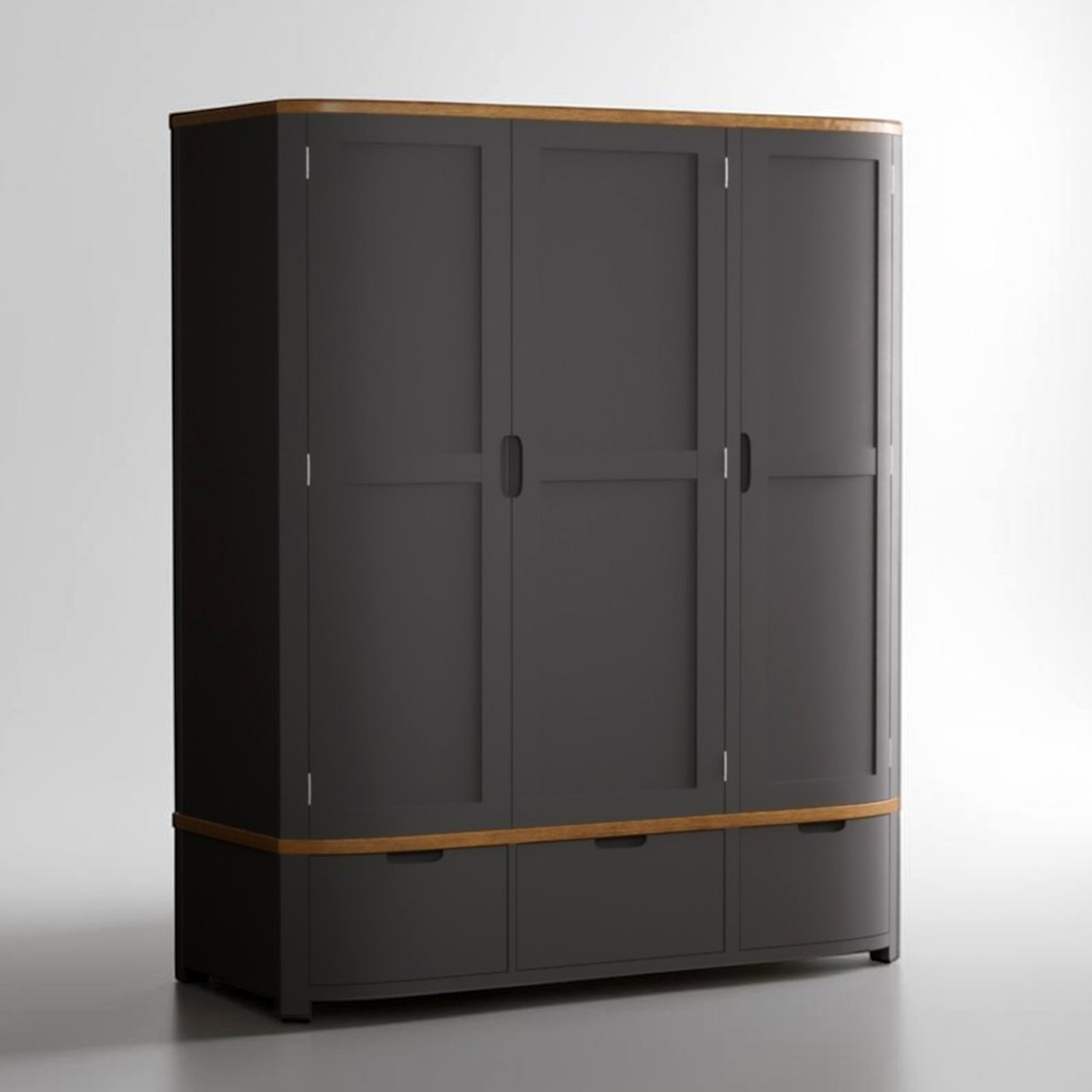 Bradwell Oak And Charcoal Painted Triple Wardrobe