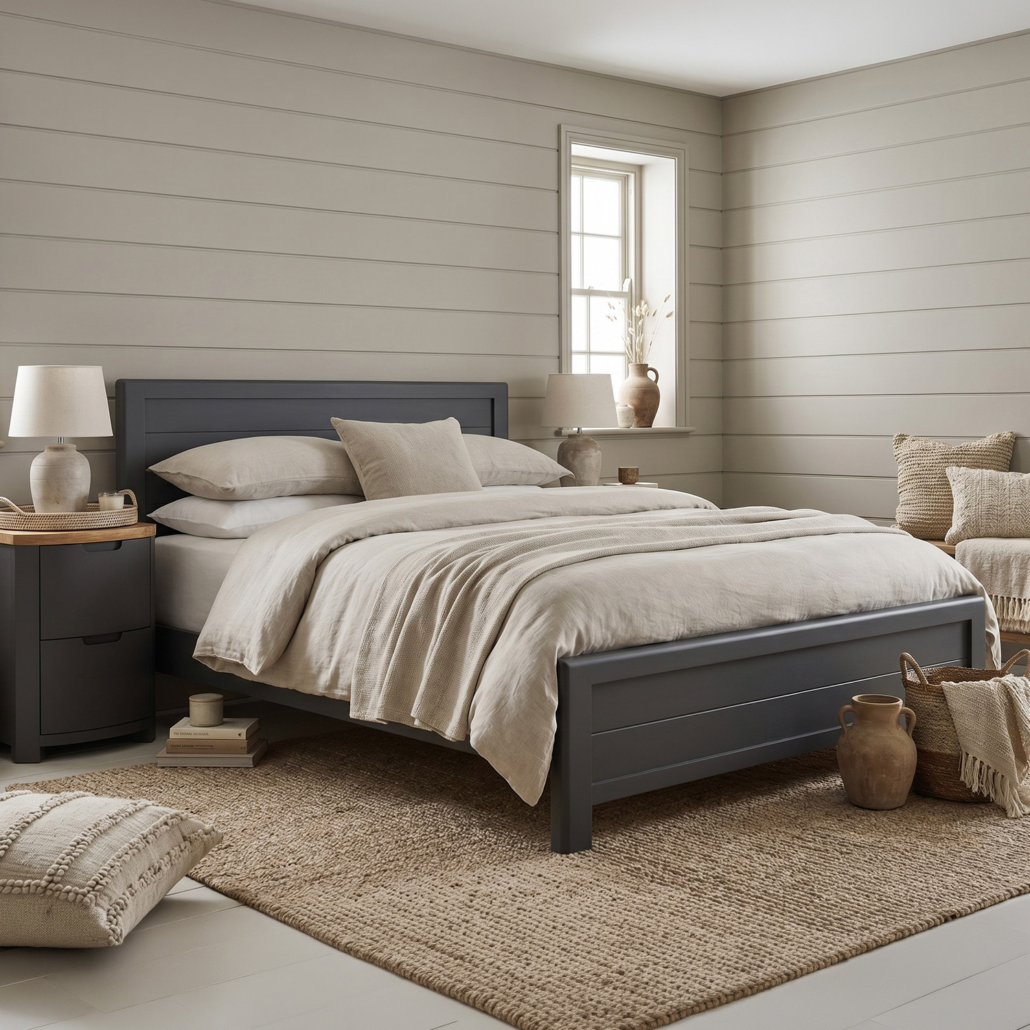 Bradwell Oak and Charcoal Painted Super King size Bed