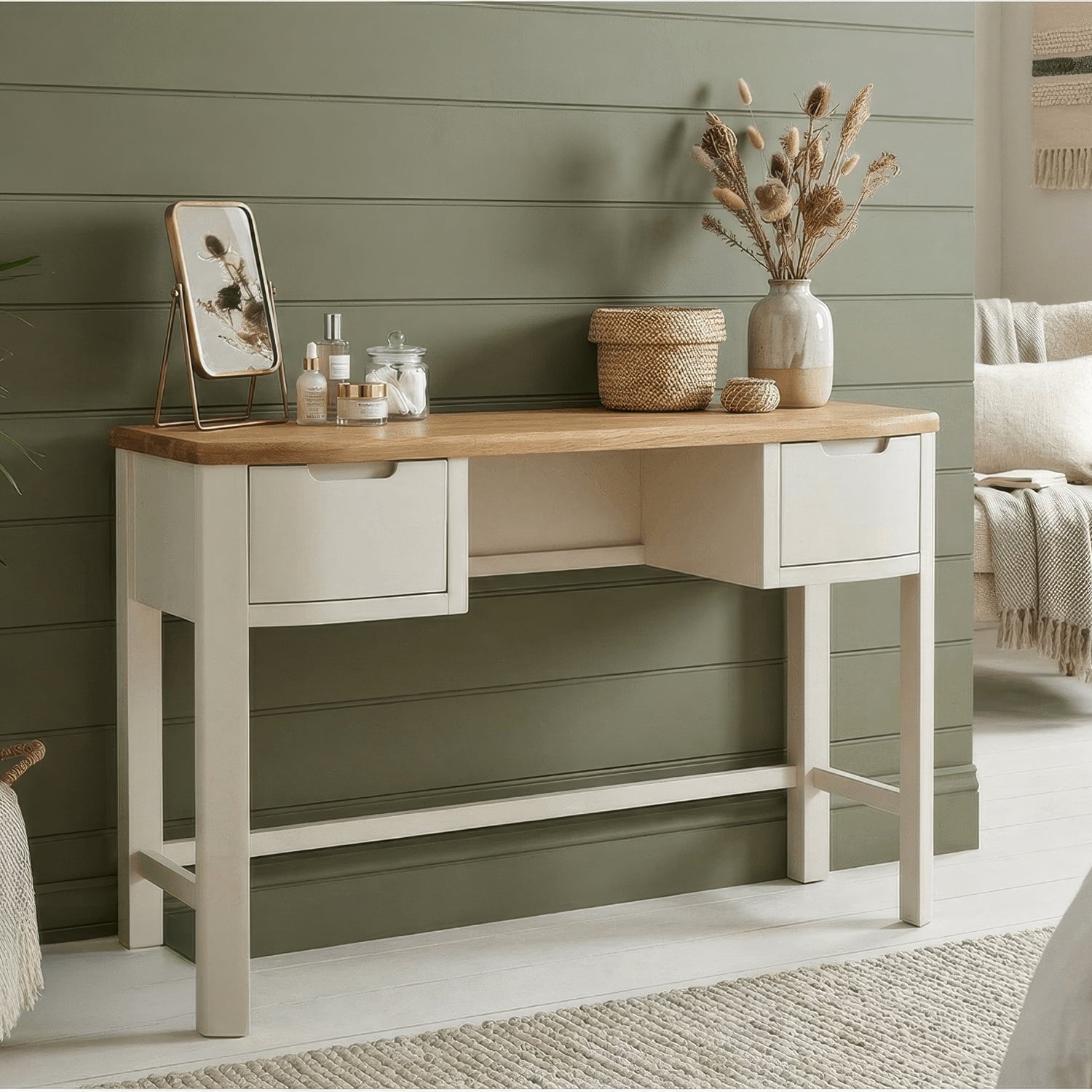Bradwell Oak and Signal White Painted Dressing Table
