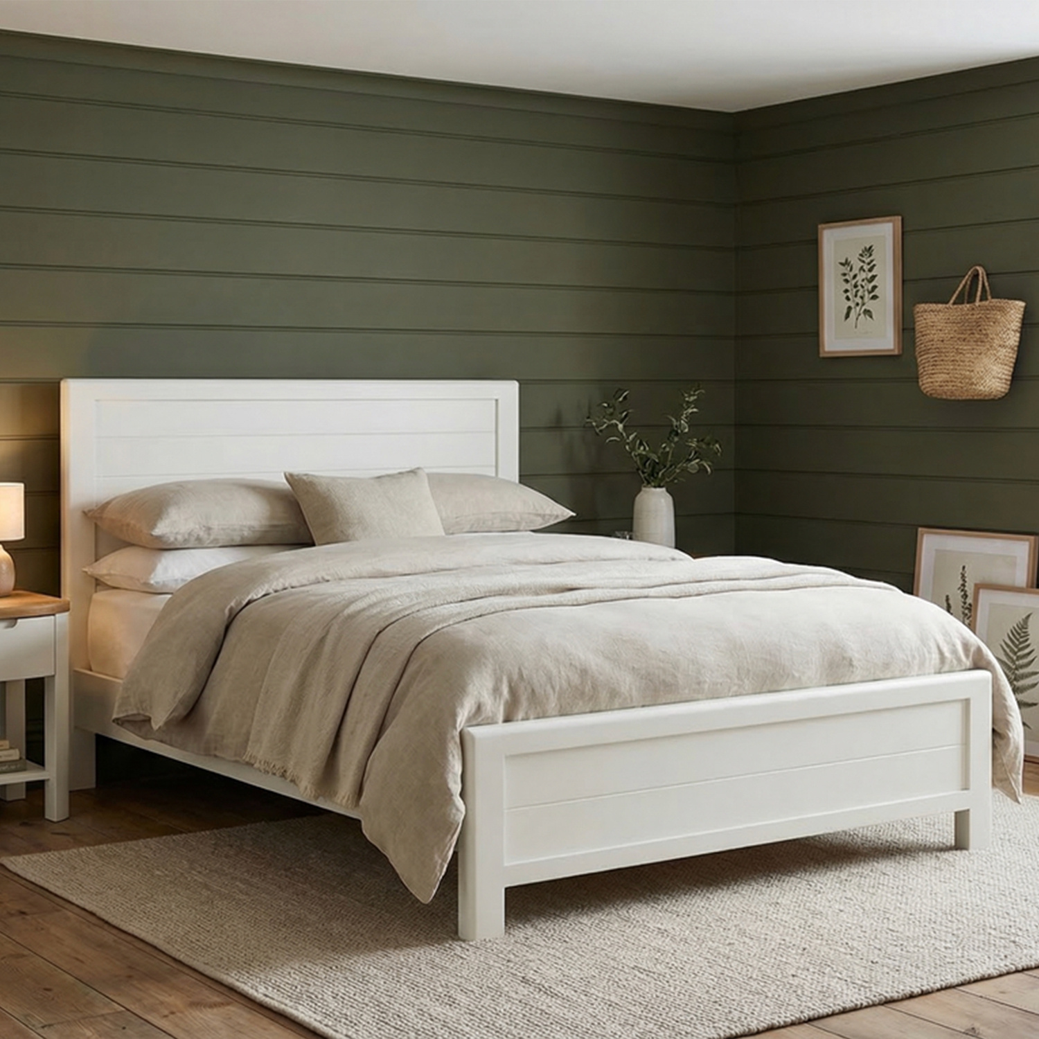 Bradwell Oak and Signal White Painted Super King Size Bed