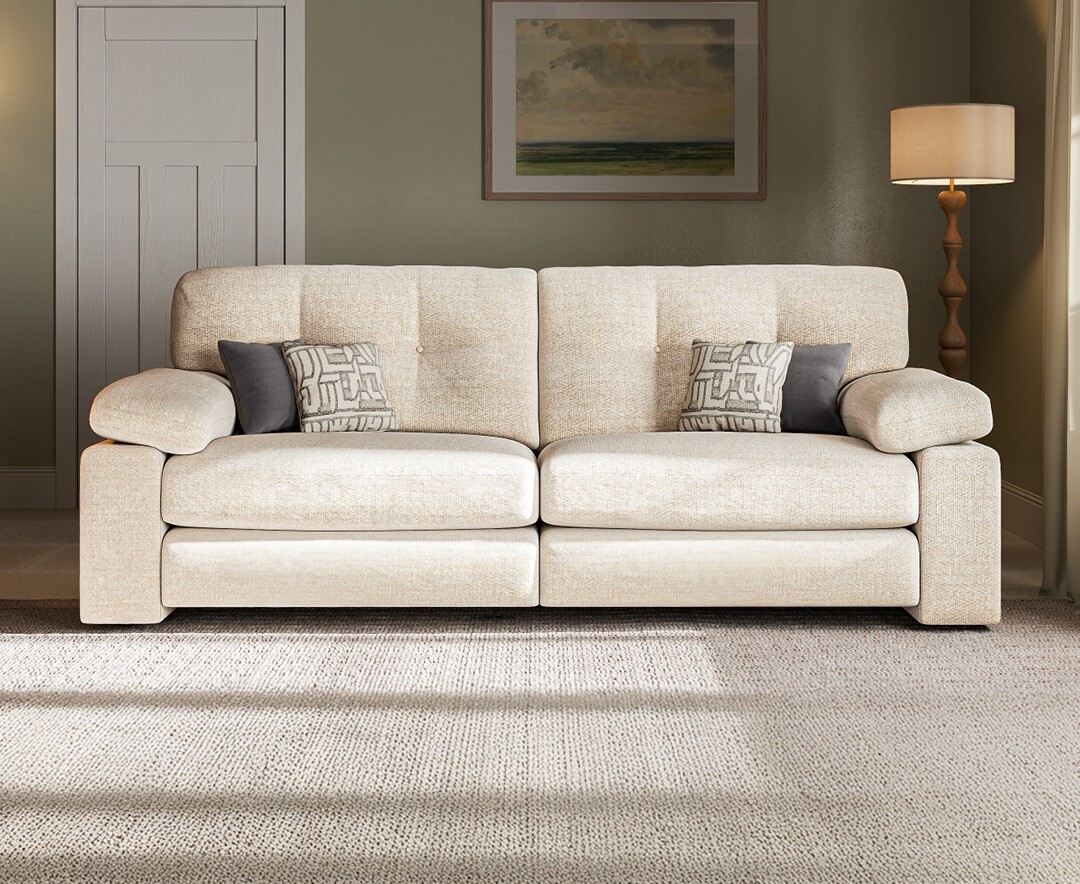 Helston Ivory Fabric 4 Seater Sofa