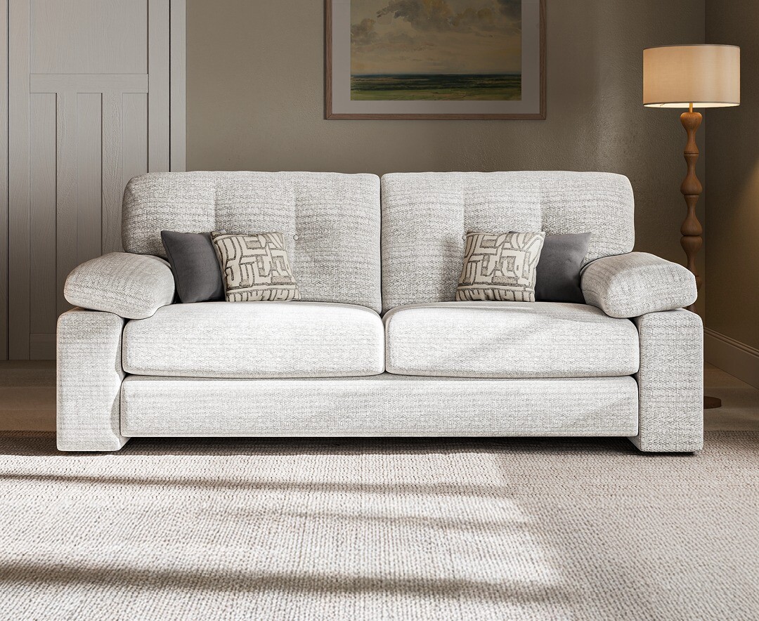Helston Silver Fabric 3 Seater Sofa