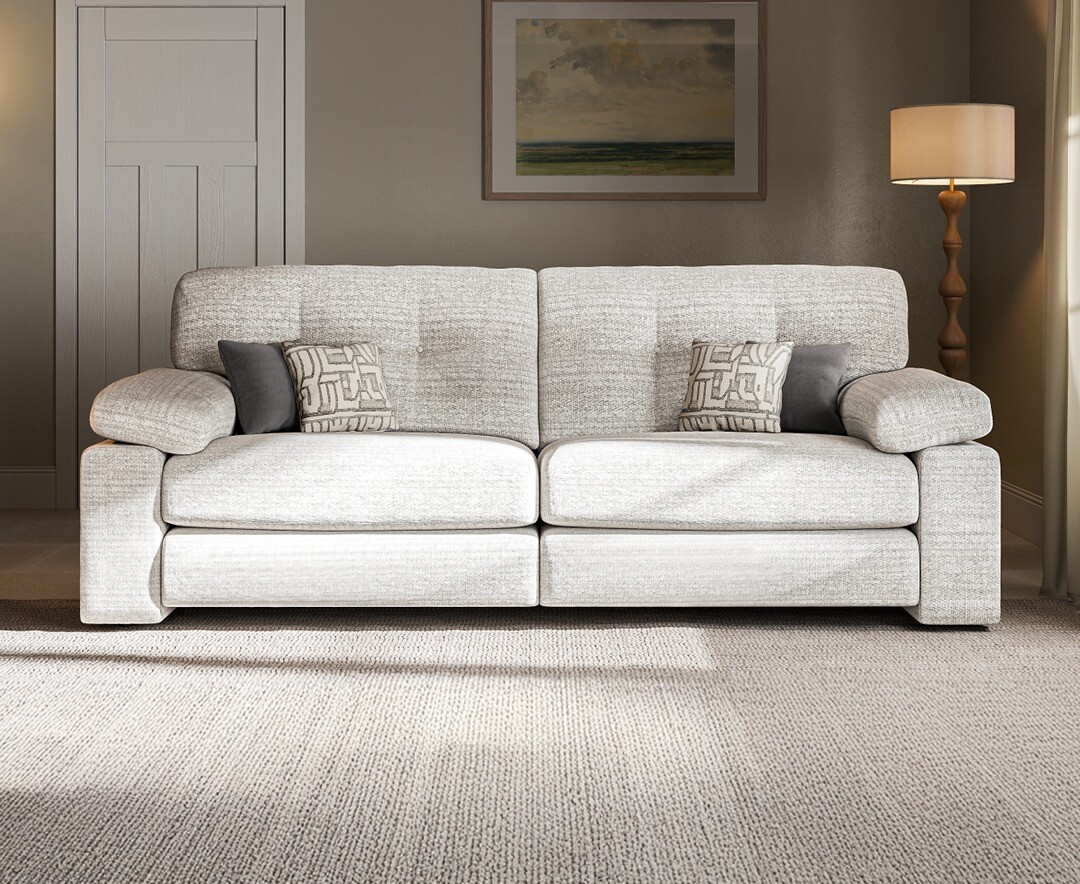 Helston Silver Fabric 4 Seater Sofa
