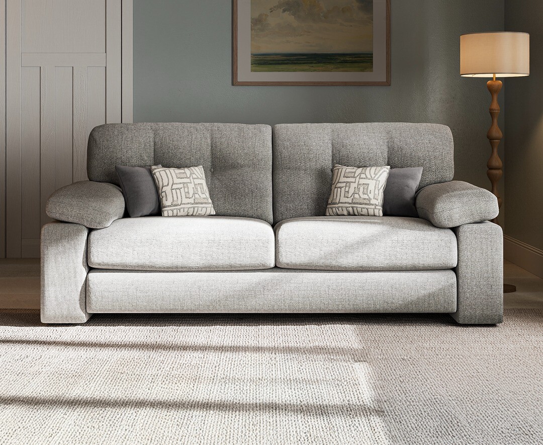 Helston Steel Fabric 3 Seater Sofa