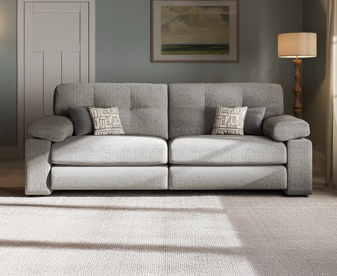 Helston Steel Fabric 4 Seater Sofa