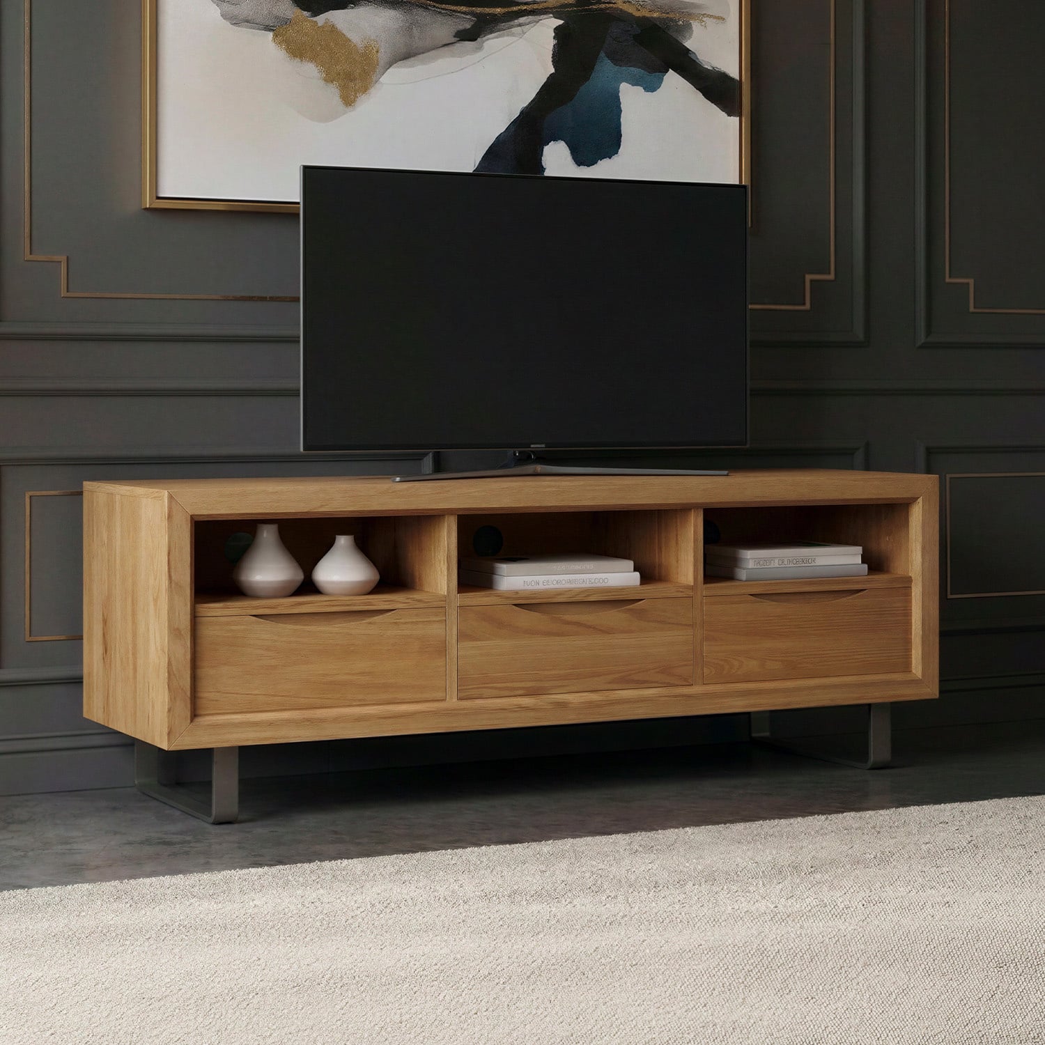 Parker Solid Oak Super Wide Tv Cabinet
