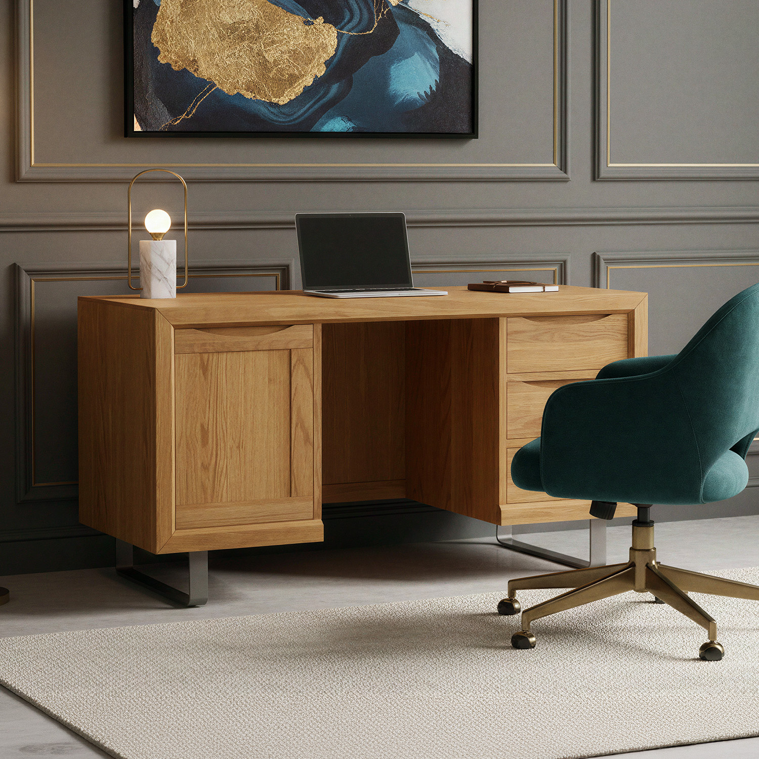 Parker Solid Oak Computer Desk