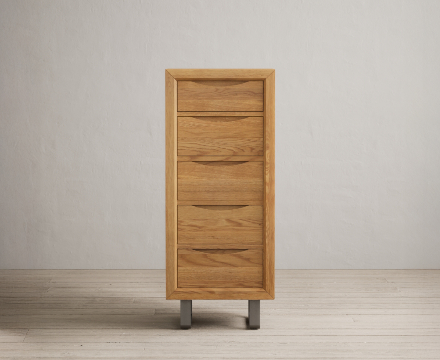 Parker Solid Oak 5 Drawer Tallboy Chest