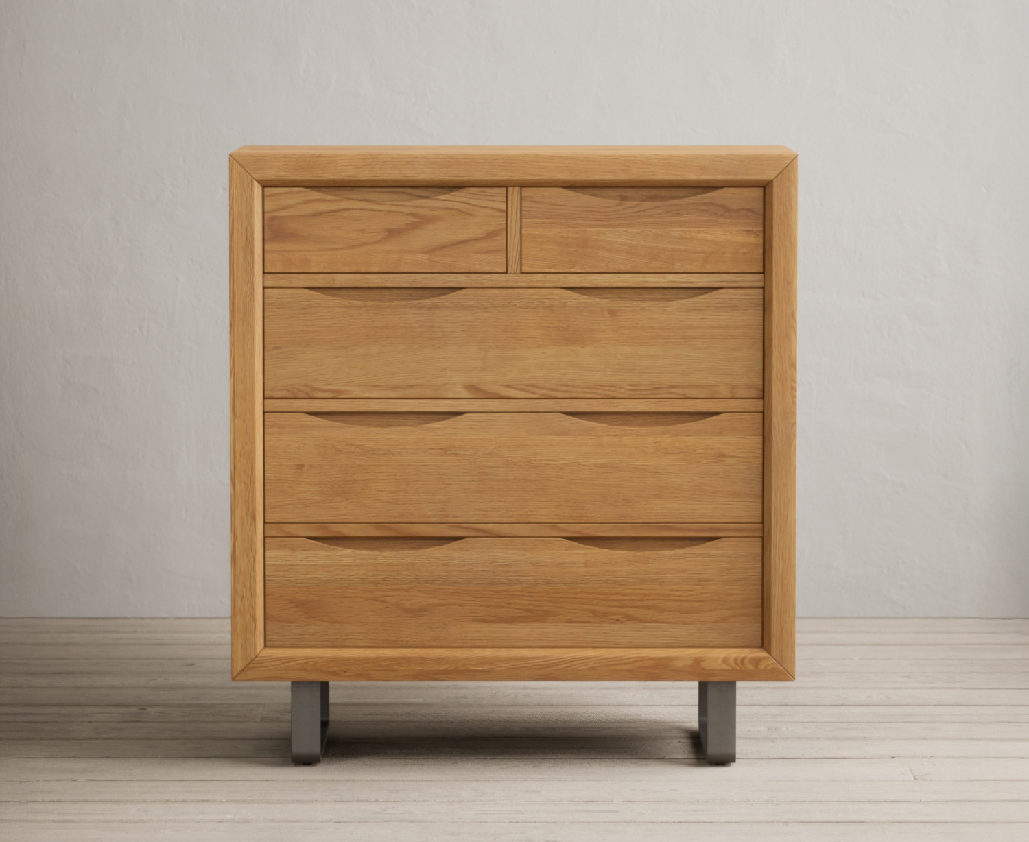 Parker Solid Oak 2 Over 3 Chest Of Drawers