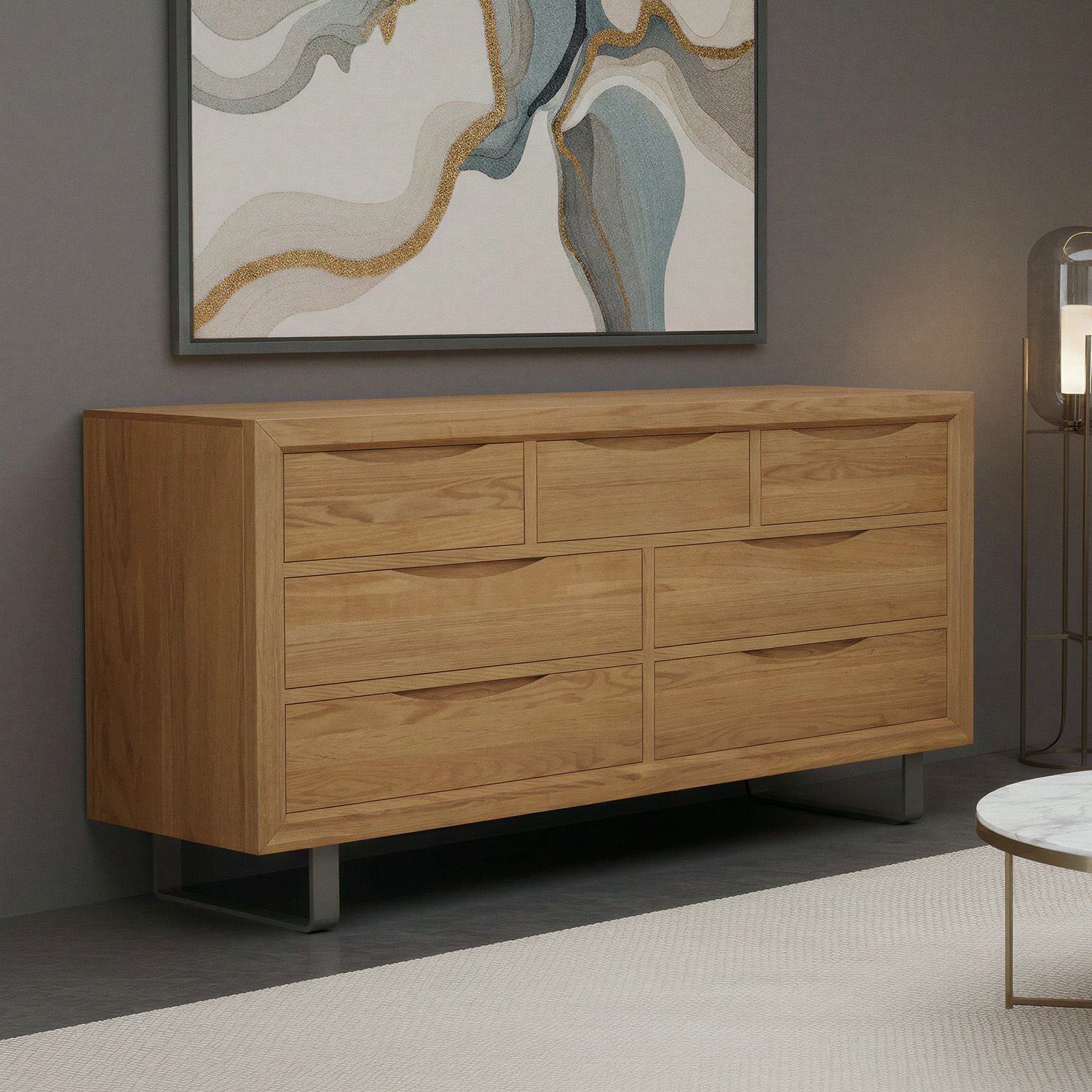 Parker Solid Oak Wide Chest Of Drawers
