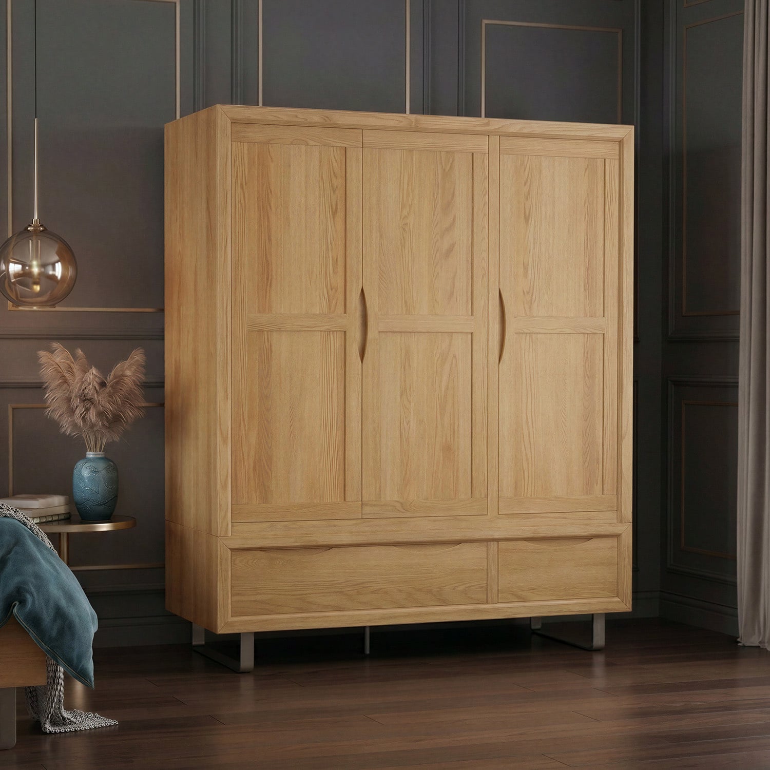 Parker Solid Oak Triple Wardrobe