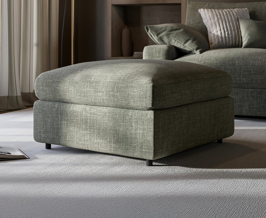Sorrento Forest Green Fabric Footstool