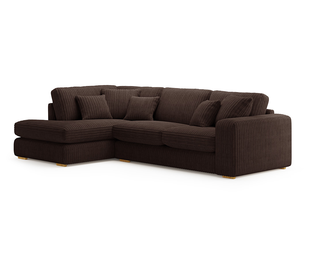 Milan Chocolate Fabric Left Hand Facing Chaise Sofa