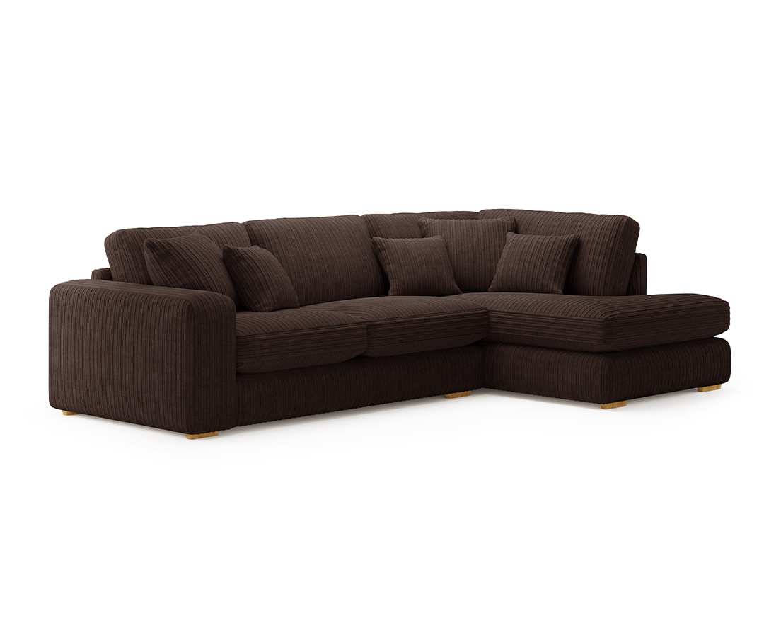 Milan Chocolate Fabric Right Hand Facing Chaise Sofa